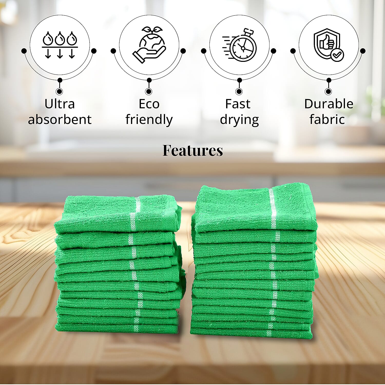 Set of 24pcs Cotton Dish Scrubbing Cleaning Cloth - Green