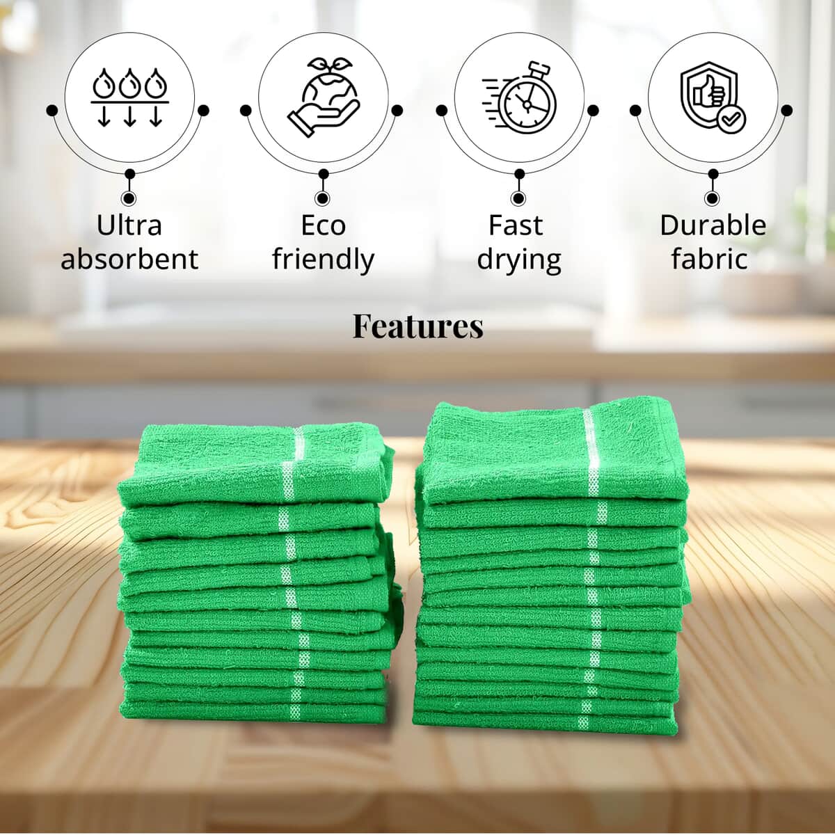 Set of 24pcs Cotton Dish Scrubbing Cleaning Cloth - Green image number 3