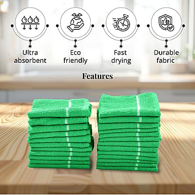 Set of 24pcs Cotton Dish Scrubbing Cleaning Cloth - Green