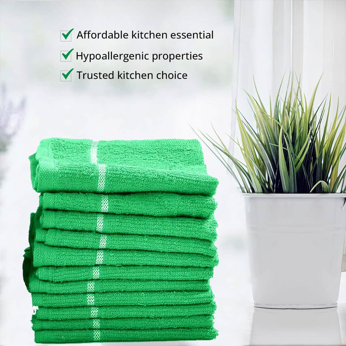 Set of 24pcs Cotton Dish Scrubbing Cleaning Cloth - Green image number 4