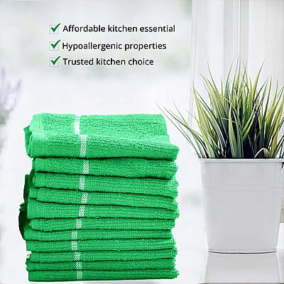 Set of 24pcs Cotton Dish Scrubbing Cleaning Cloth - Green