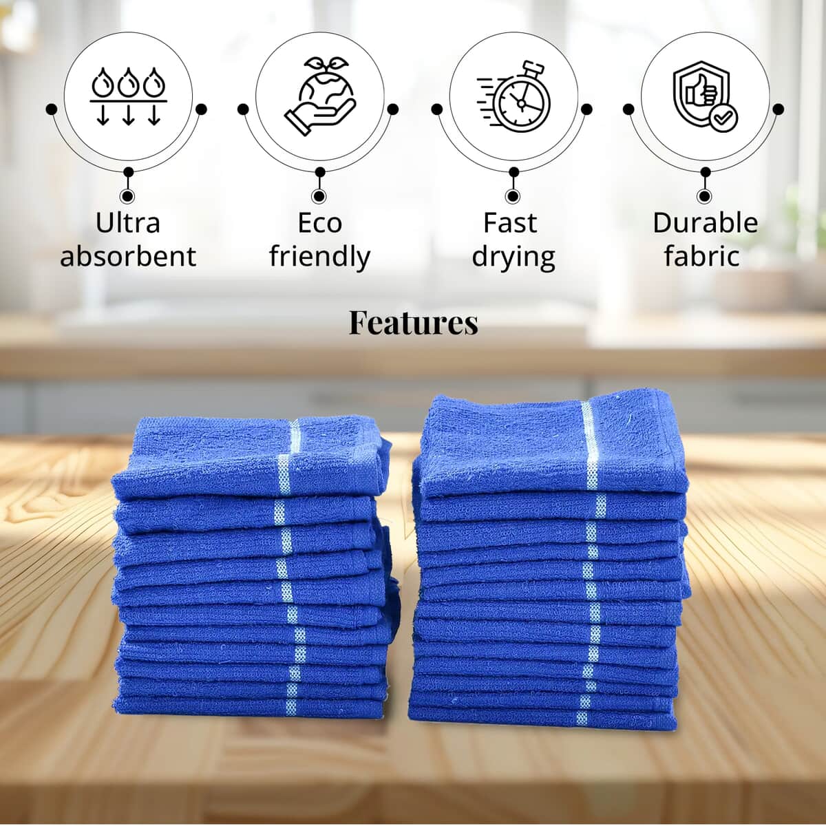 Set of 24pcs Cotton Dish Scrubbing Cleaning Cloth - Blue image number 3