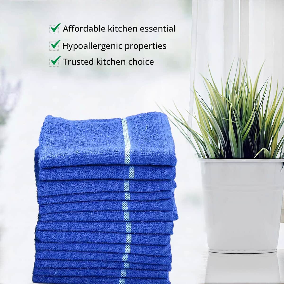 Set of 24pcs Cotton Dish Scrubbing Cleaning Cloth - Blue image number 4