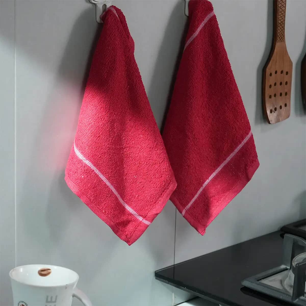 Set of 24pcs Cotton Dish Scrubbing Cleaning Cloth - Red image number 1