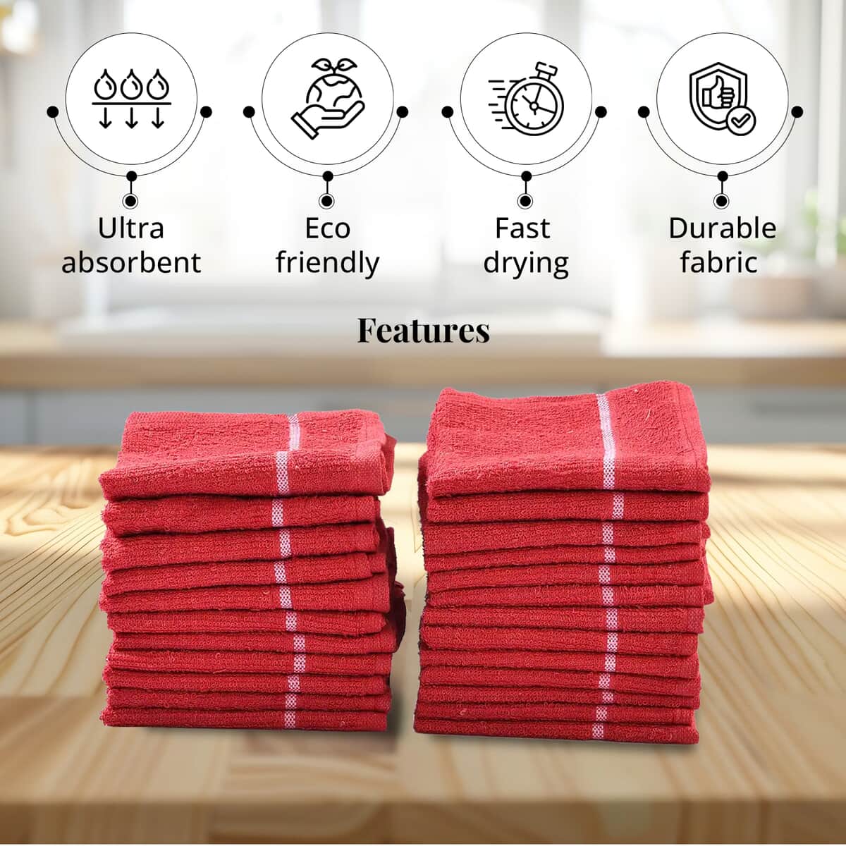 Set of 24pcs Cotton Dish Scrubbing Cleaning Cloth - Red image number 3