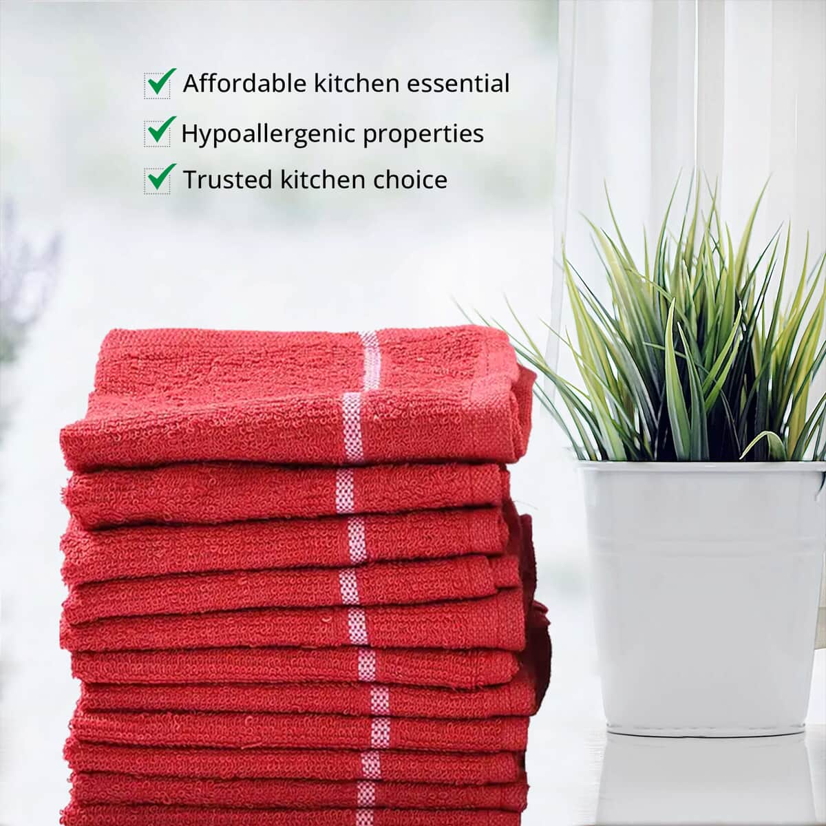 Set of 24pcs Cotton Dish Scrubbing Cleaning Cloth - Red image number 4