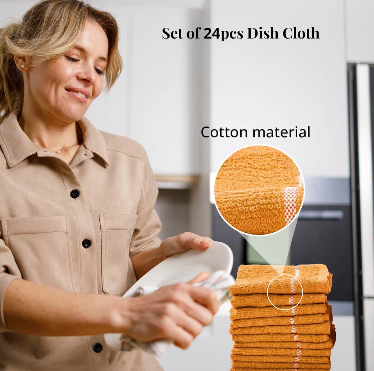 Set of 24pcs Cotton Dish Scrubbing Cleaning Cloth - Yellow image number 2