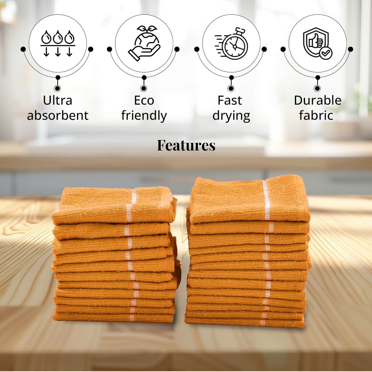 Set of 24pcs Cotton Dish Scrubbing Cleaning Cloth - Yellow image number 3