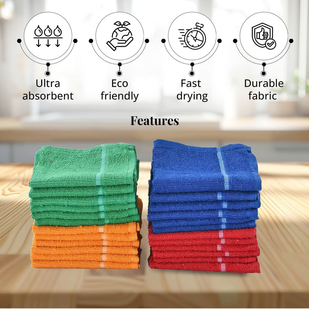 Set of 24pcs Cotton Dish Scrubbing Cleaning Cloth - Multi Color image number 3