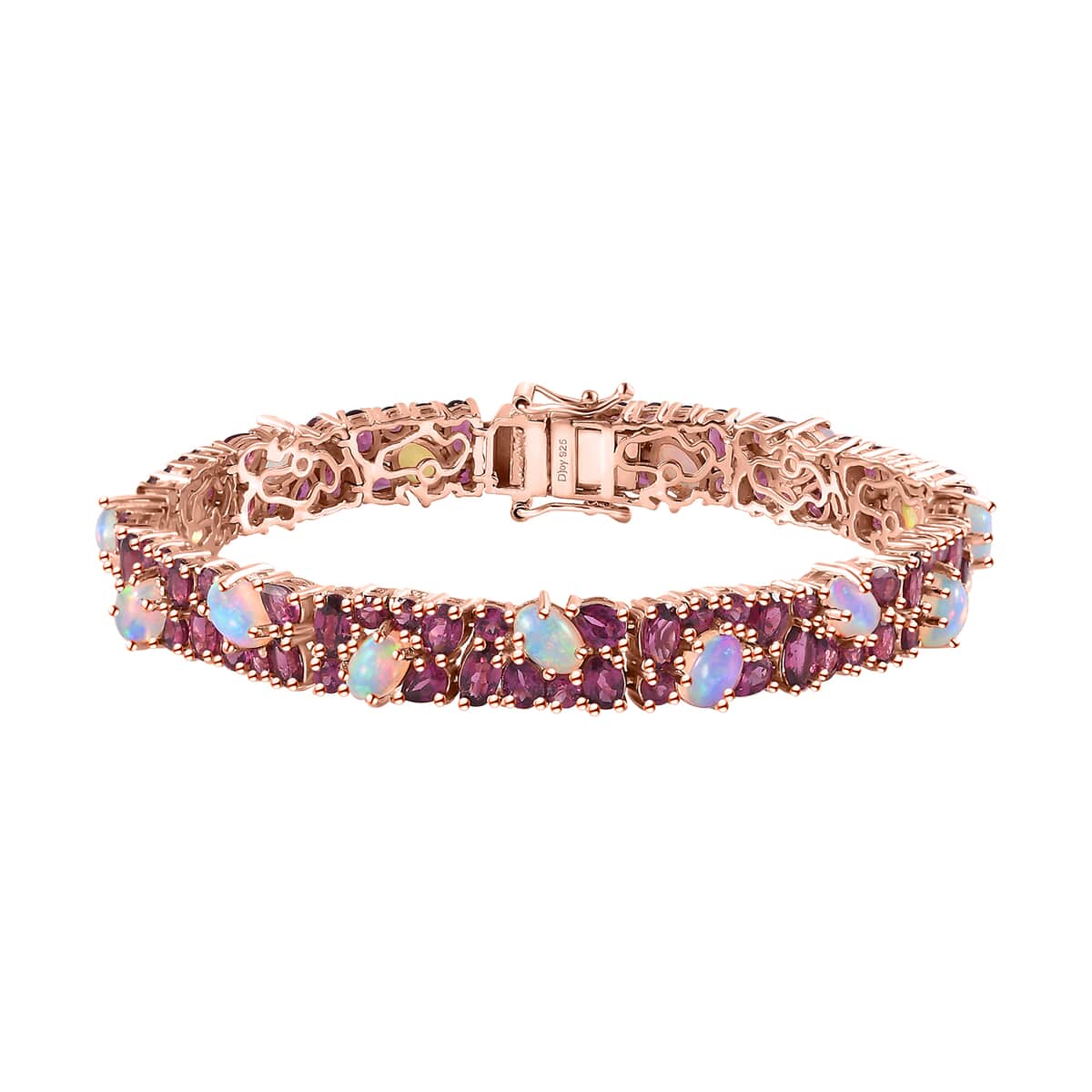 Orissa Rhodolite Garnet and Ethiopian Welo Opal Bracelet in Vermeil Rose Gold Over Sterling Silver (6.50 In) 18.65 ctw image number 0