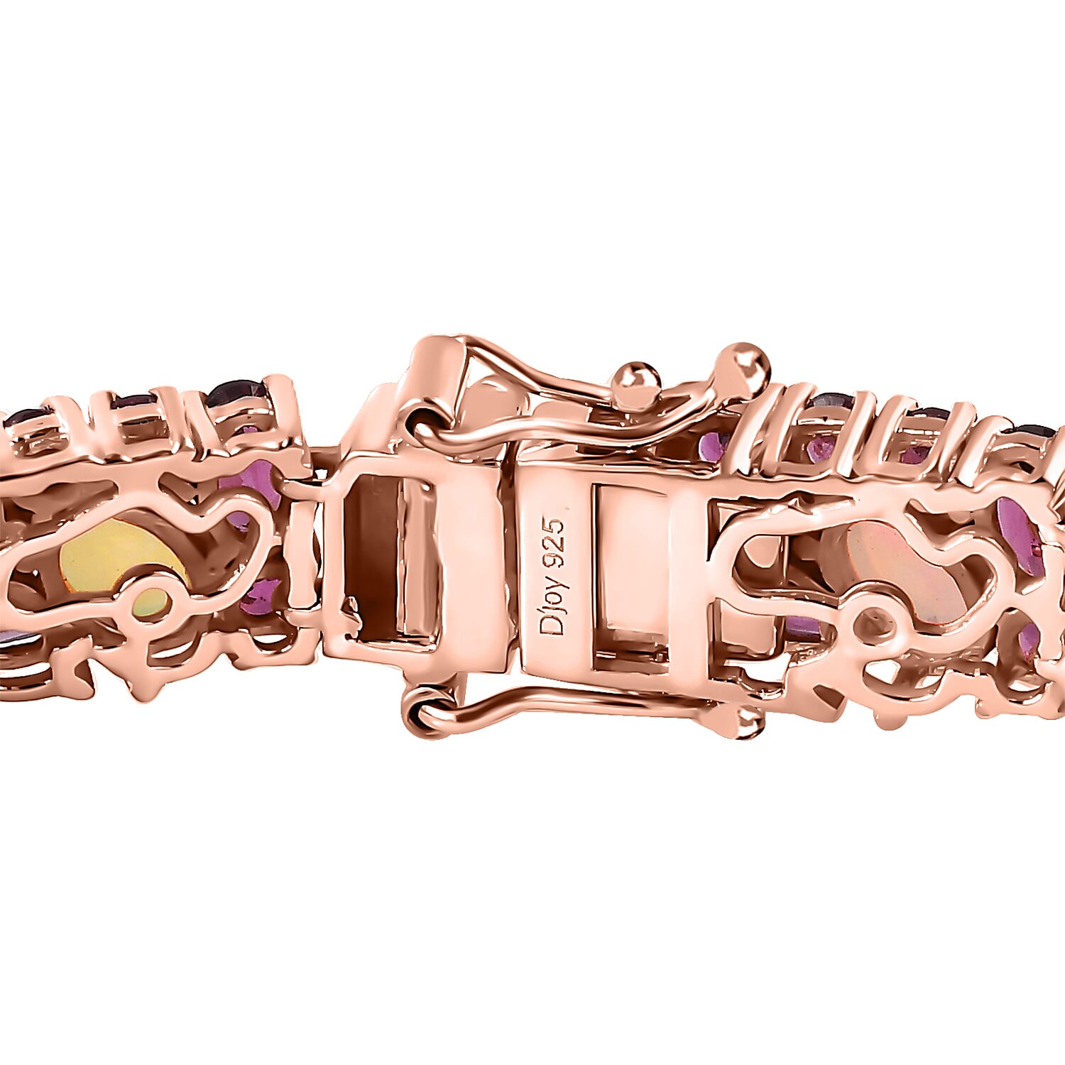 Orissa Rhodolite Garnet and Ethiopian Welo Opal Bracelet in Vermeil Rose Gold Over Sterling Silver (6.50 In) 18.65 ctw