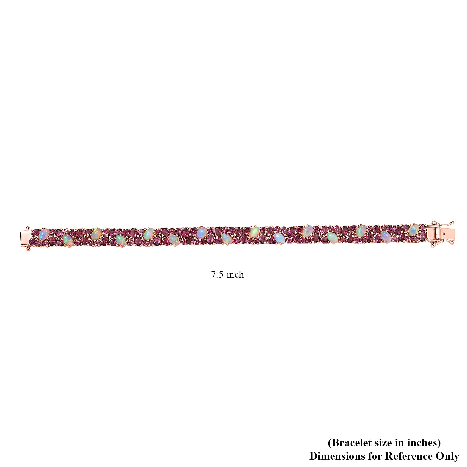 Orissa Rhodolite Garnet and Ethiopian Welo Opal Bracelet in Vermeil Rose Gold Over Sterling Silver (6.50 In) 18.65 ctw