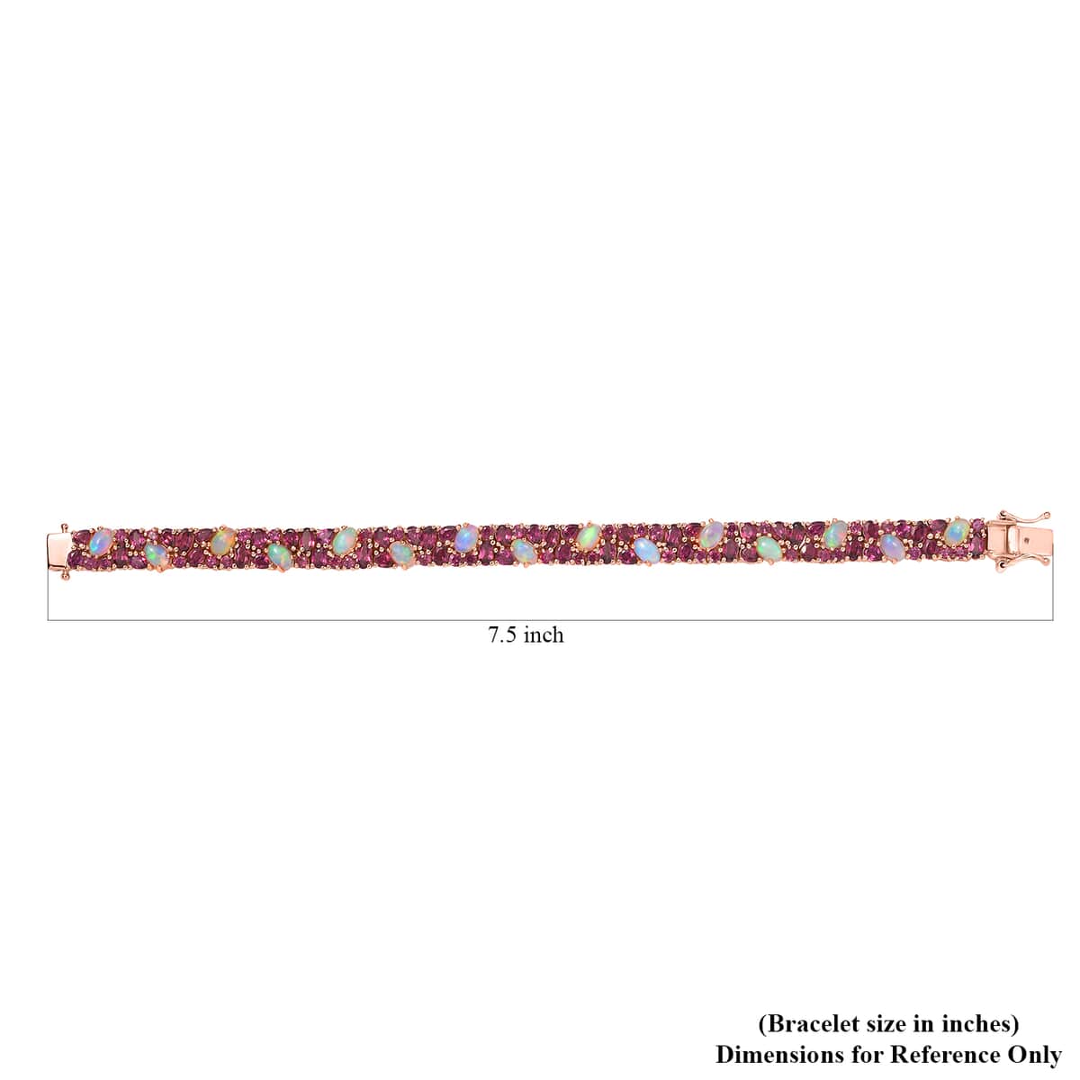 Orissa Rhodolite Garnet and Ethiopian Welo Opal Bracelet in Vermeil Rose Gold Over Sterling Silver (6.50 In) 20.30 ctw (Del. in 10-12 Days) image number 4