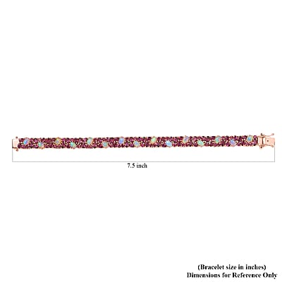 Orissa Rhodolite Garnet and Ethiopian Welo Opal Bracelet in Vermeil Rose Gold Over Sterling Silver (6.50 In) 18.65 ctw