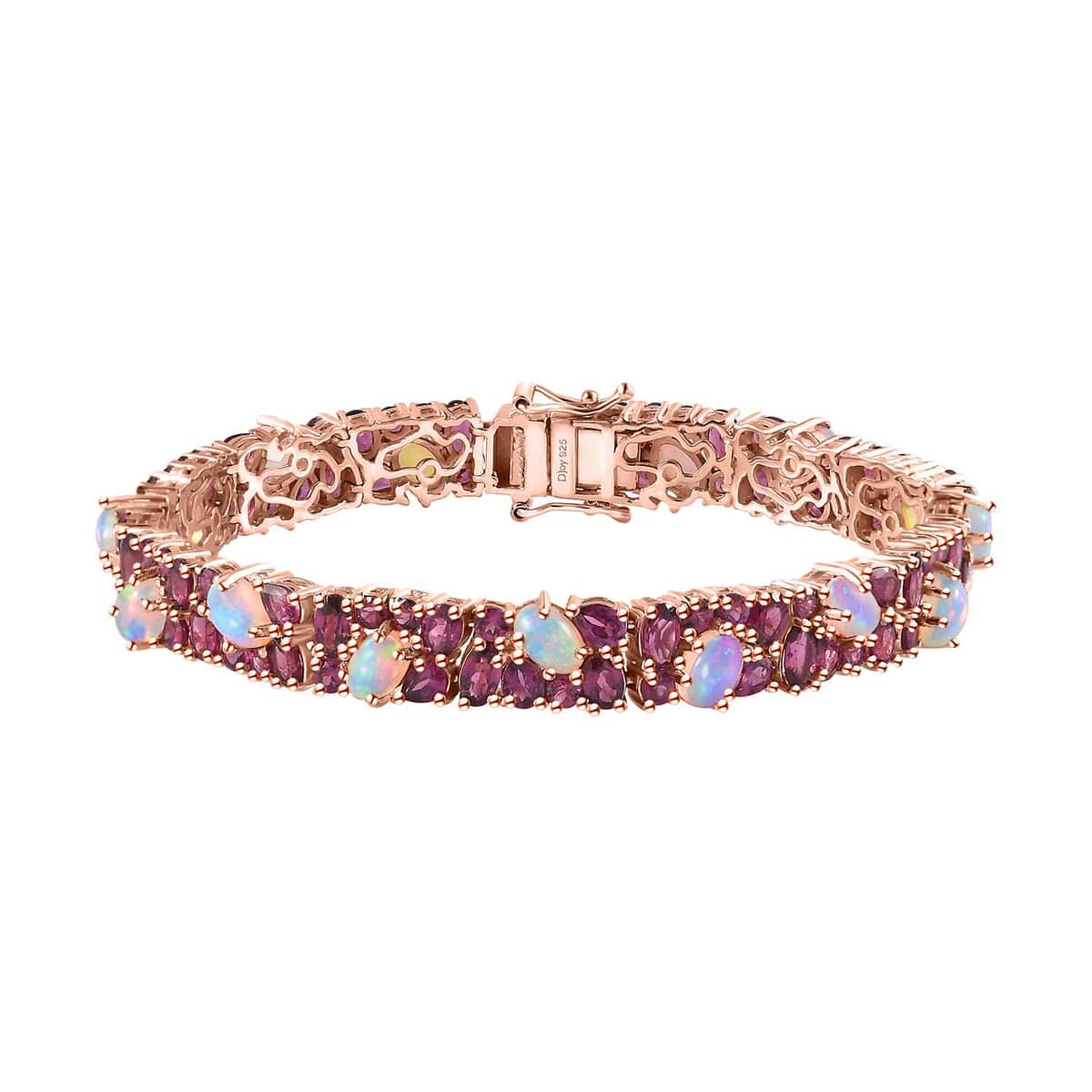 Orissa Rhodolite Garnet and Ethiopian Welo Opal Bracelet in Vermeil Rose Gold Over Sterling Silver (7.25 In) 20.80 ctw image number 0