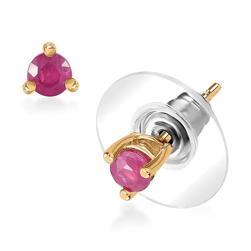 Montepuez Ruby Stud Earrings in Vermeil YG Over Sterling Silver 0.50 ctw