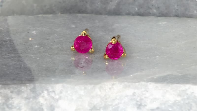 Montepuez Ruby Stud Earrings in Vermeil YG Over Sterling Silver 0.50 ctw