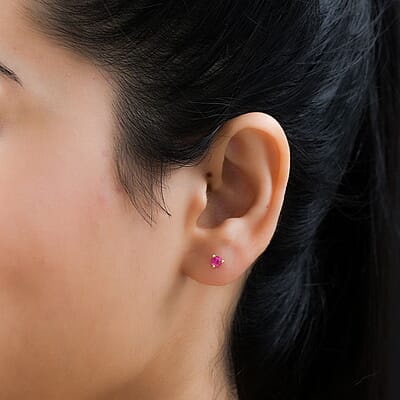Montepuez Ruby Stud Earrings in Vermeil YG Over Sterling Silver 0.50 ctw