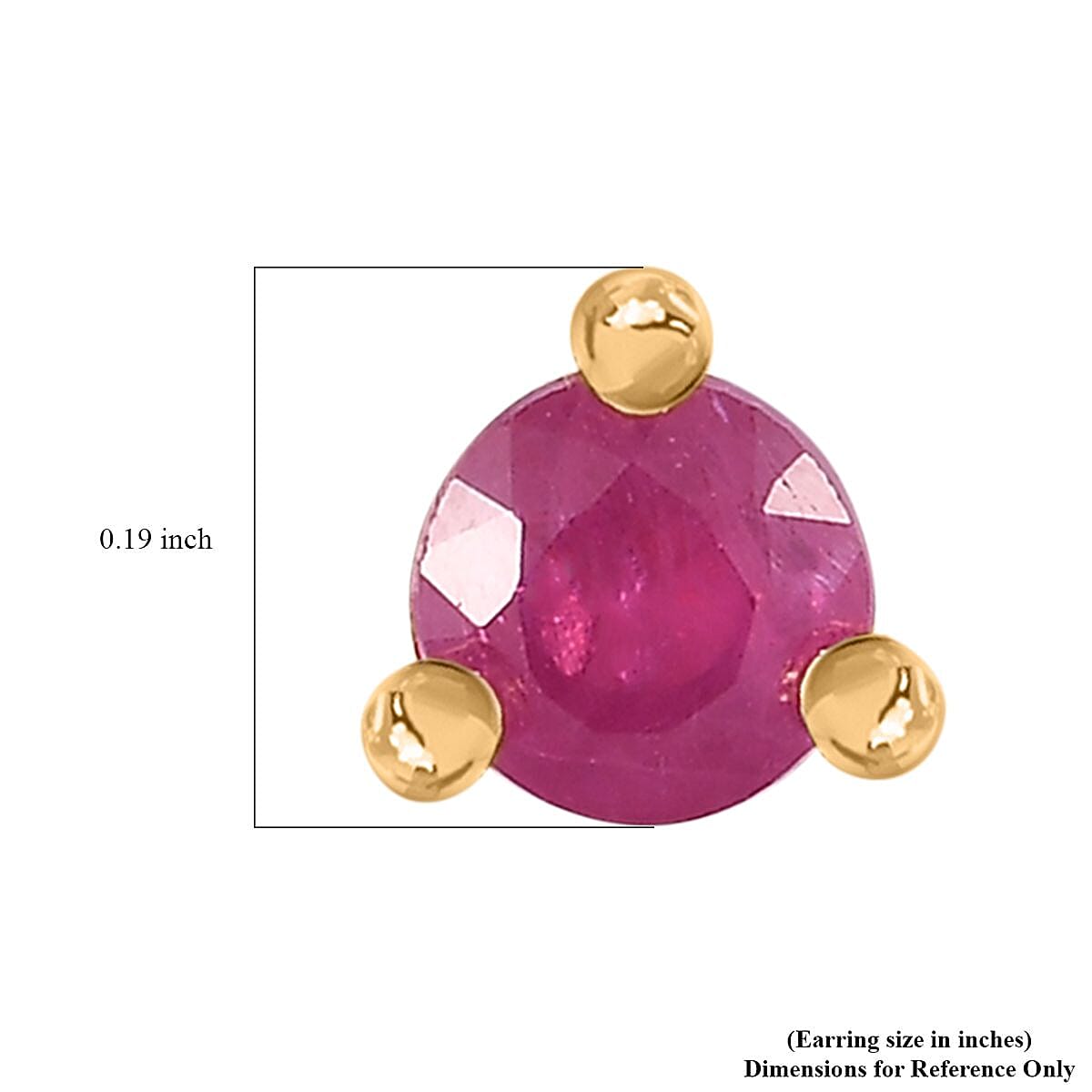 Montepuez Ruby Stud Earrings in Vermeil YG Over Sterling Silver 0.50 ctw