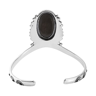 Artisan Crafted Elite Shungite South West Style Feather Cuff Bracelet in Sterling Silver (7.25 In) 11.50 ctw