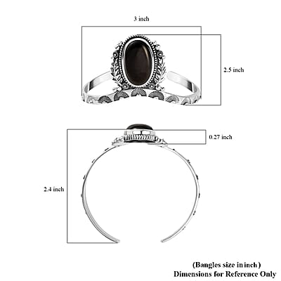 Artisan Crafted Elite Shungite South West Style Feather Cuff Bracelet in Sterling Silver (7.25 In) 11.50 ctw