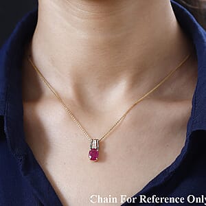 Luxoro 10K Yellow Gold Premium Montepuez Ruby, Natural Champagne and White Diamond Pendant without Chain 2.20 ctw