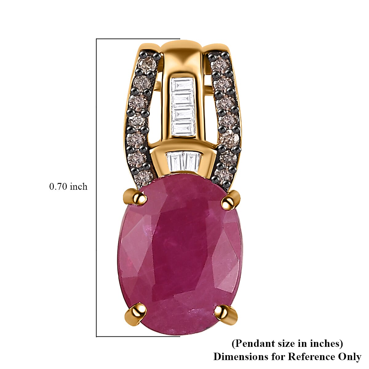 Luxoro 10K Yellow Gold Premium Montepuez Ruby, Natural Champagne and White Diamond Pendant without Chain 2.20 ctw
