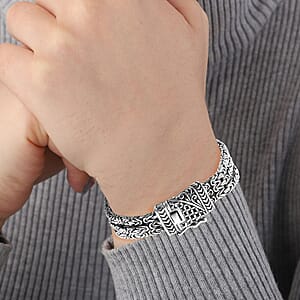 D'Joy Bali Legacy Borobudur Flat Chain Bracelet in Sterling Silver (7.25 In) 43.65 Grams