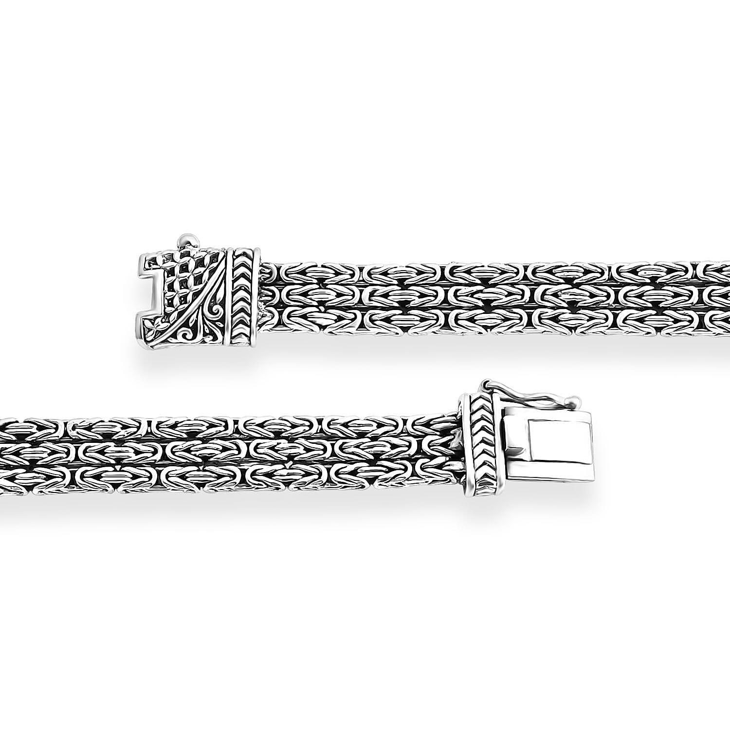 D'Joy Bali Legacy Borobudur Flat Chain Bracelet in Sterling Silver (8.00 In) 47.65 Grams