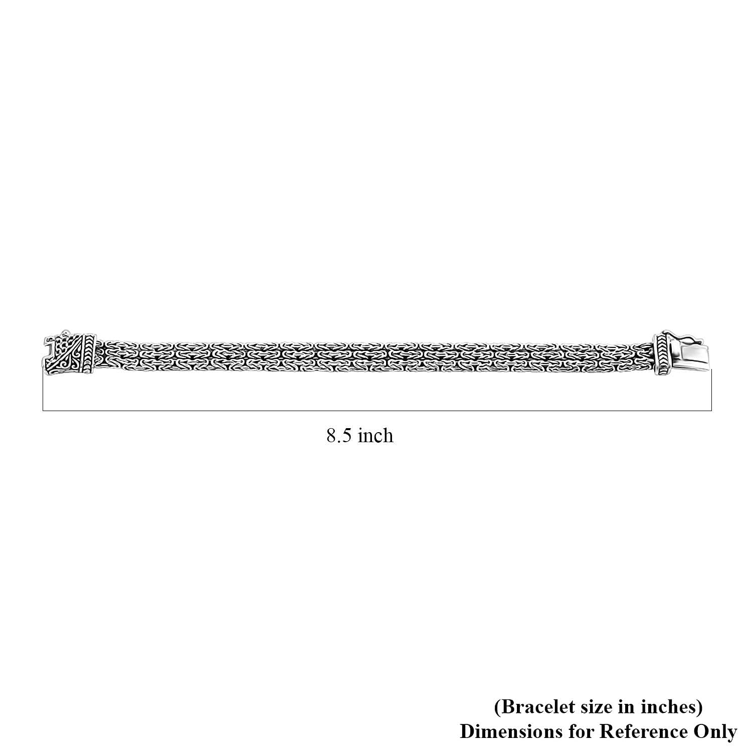 D'Joy Bali Legacy Borobudur Flat Chain Bracelet in Sterling Silver (8.00 In) 47.65 Grams
