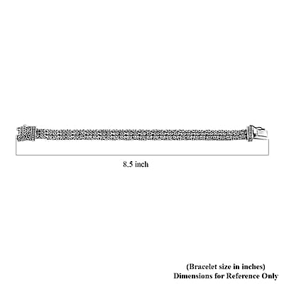 D'Joy Bali Legacy Borobudur Flat Chain Bracelet in Sterling Silver (8.00 In) 47.65 Grams