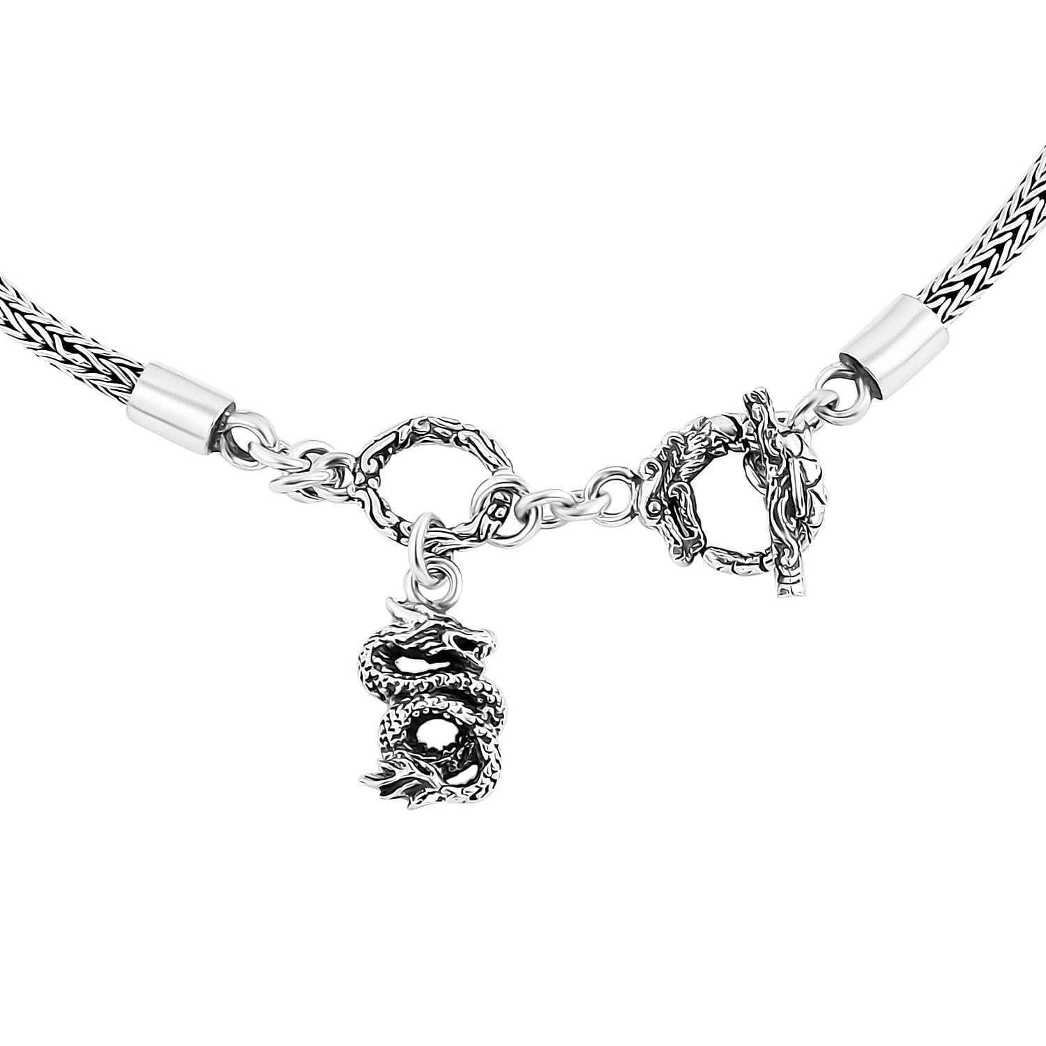 Bali Legacy Tulang Naga Chain Bracelet with Dragon Charm in Sterling Silver (6.50 In) 8.60 Grams