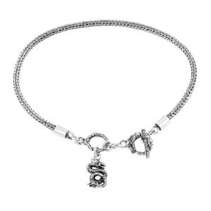 Bali Legacy Tulang Naga Chain Bracelet with Dragon Charm in Sterling Silver (7.25 In) 9.40 Grams