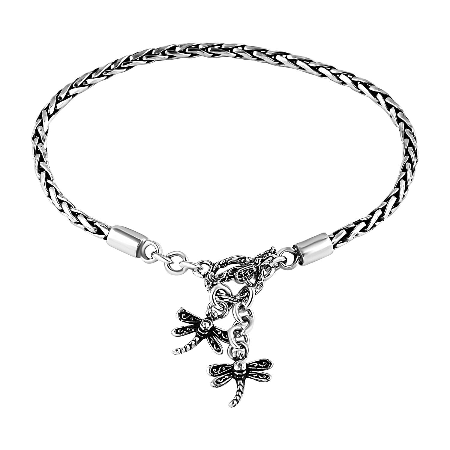 Bali Legacy Padian Chain Bracelet with Dragonfly Charm in Sterling Silver (7.25 In) 8.50 Grams
