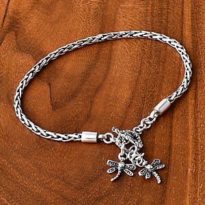 Bali Legacy Padian Chain Bracelet with Dragonfly Charm in Sterling Silver (7.25 In) 8.50 Grams