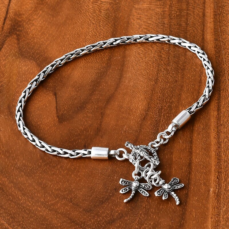 Bali Legacy Padian Chain Bracelet with Dragonfly Charm in Sterling Silver (7.25 In) 8.50 Grams