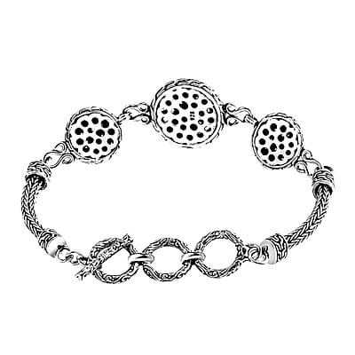 Bali Legacy Frangipani Flower Bracelet in Sterling Silver (6.50-8.0In) 20.25 Grams