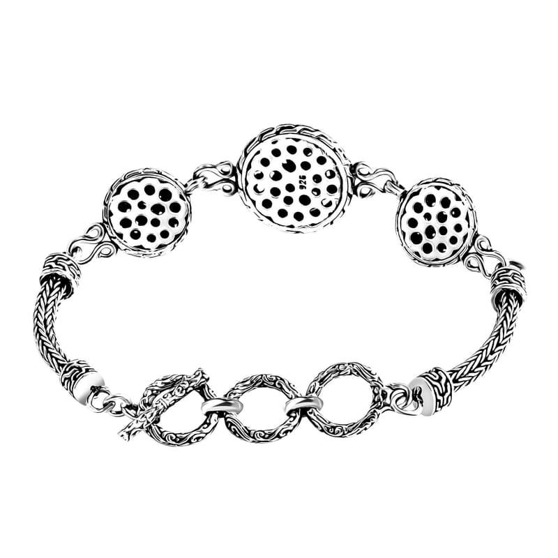 Bali Legacy Frangipani Flower Bracelet in Sterling Silver (6.50-8.0In) 20.25 Grams