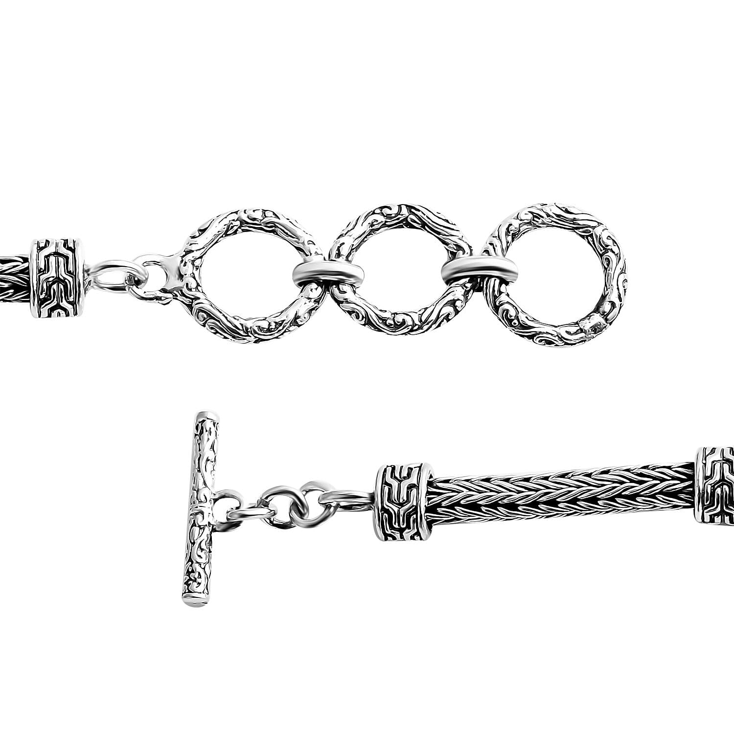 Bali Legacy Frangipani Flower Bracelet in Sterling Silver (6.50-8.0In) 20.25 Grams