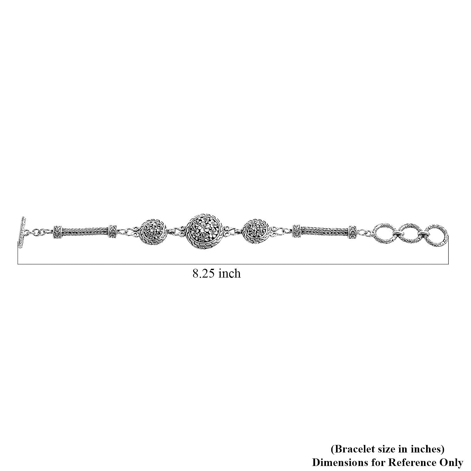Bali Legacy Frangipani Flower Bracelet in Sterling Silver (6.50-8.0In) 20.25 Grams