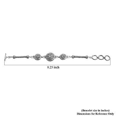 Bali Legacy Frangipani Flower Bracelet in Sterling Silver (6.50-8.0In) 20.25 Grams