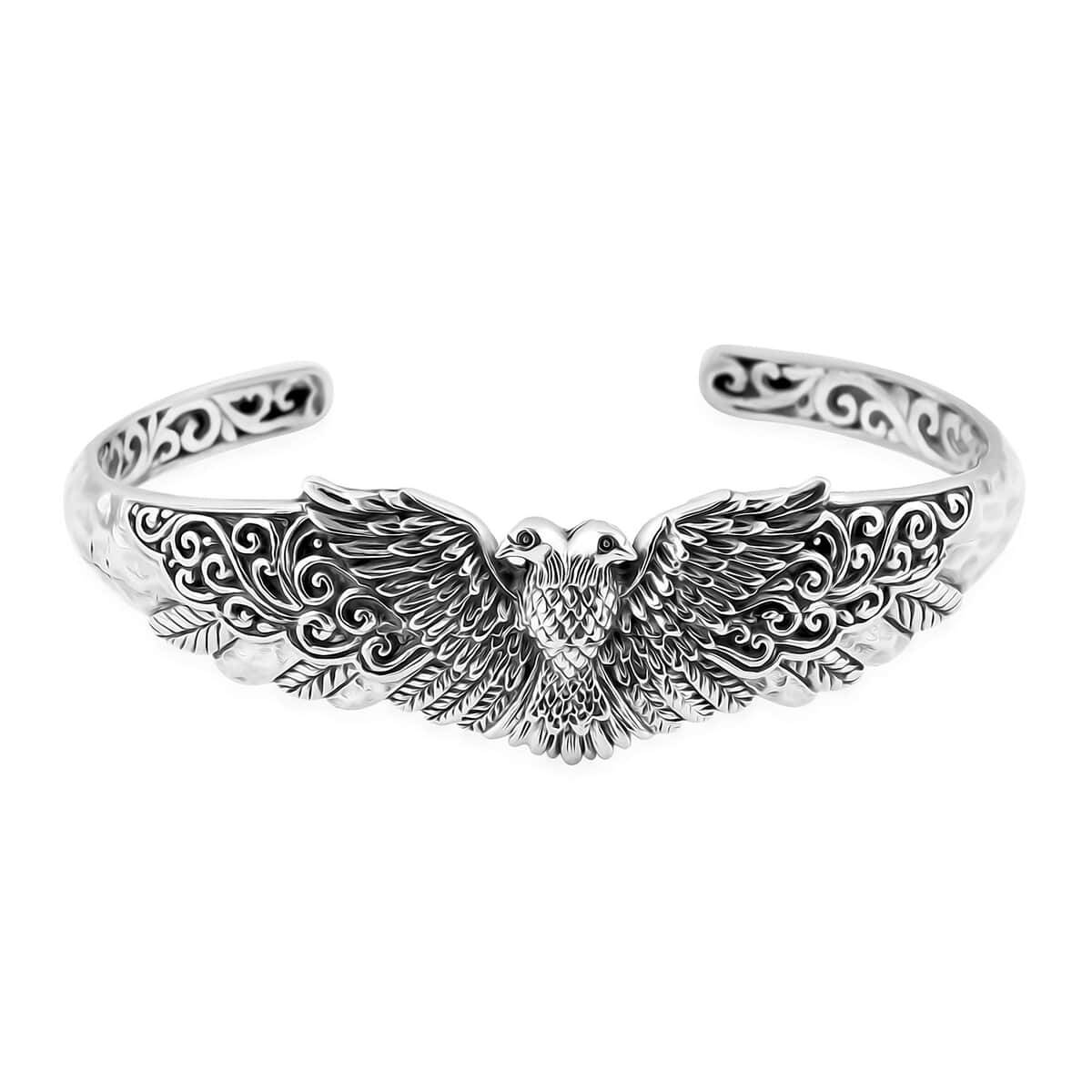 Bali Legacy Sterling Silver Double Head Garuda Bangle Bracelet (7.25 In) 27.90 Grams image number 0