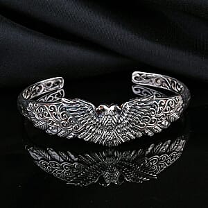 Bali Legacy Sterling Silver Double Head Garuda Cuff Bracelet (7.25 In) 27.90 Grams