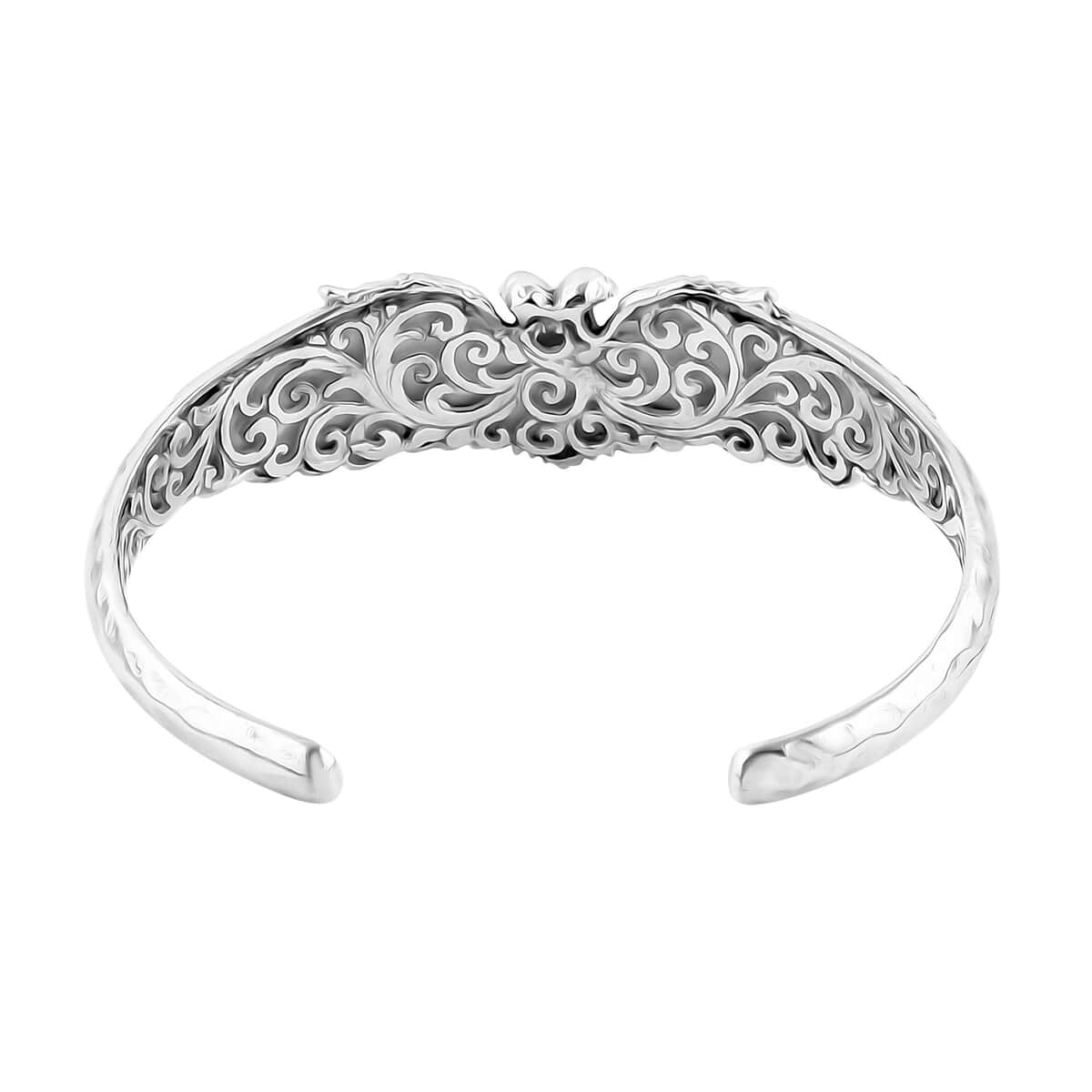 Bali Legacy Sterling Silver Double Head Garuda Bangle Bracelet (7.25 In) 27.90 Grams image number 4