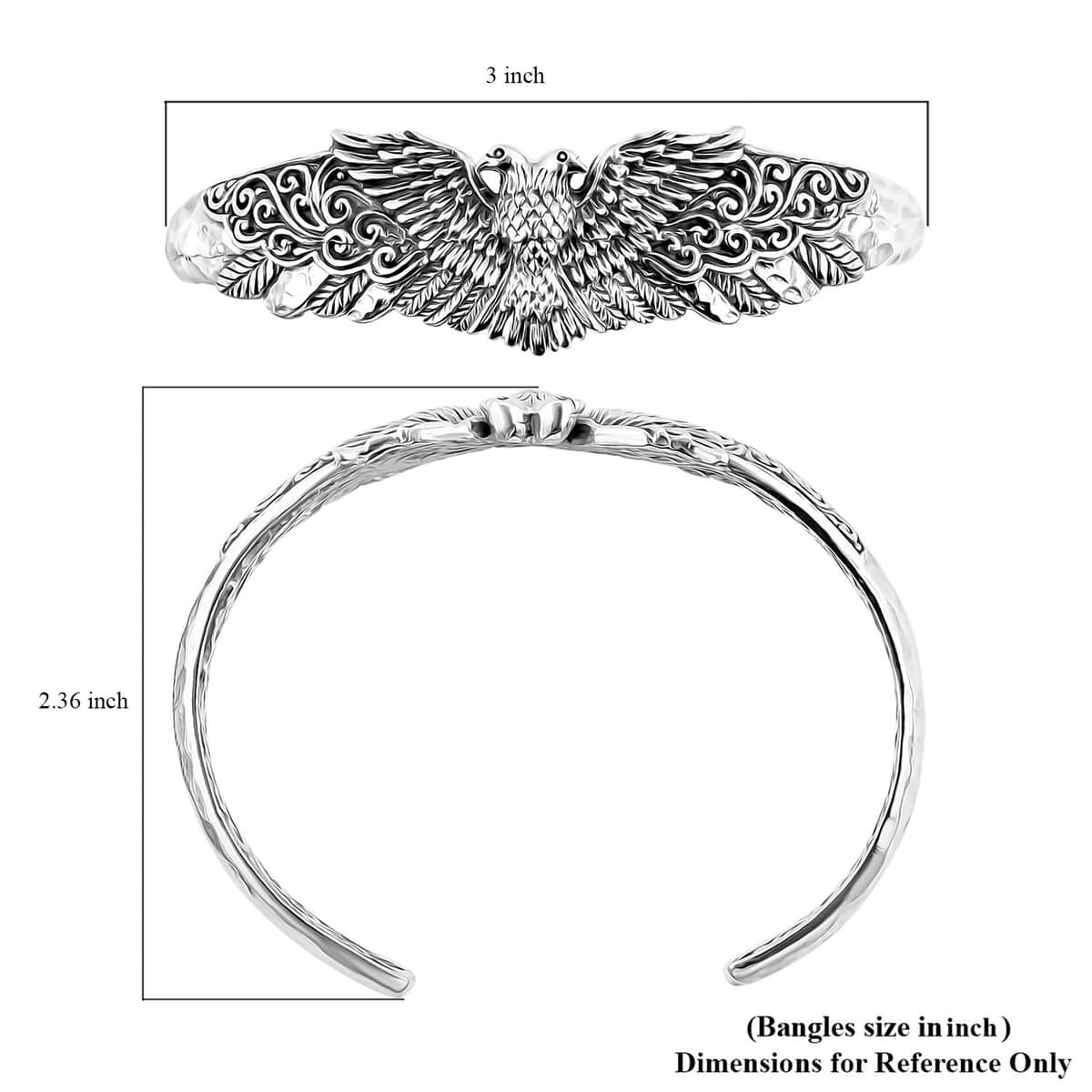 Bali Legacy Sterling Silver Double Head Garuda Bangle Bracelet (7.25 In) 27.90 Grams image number 5