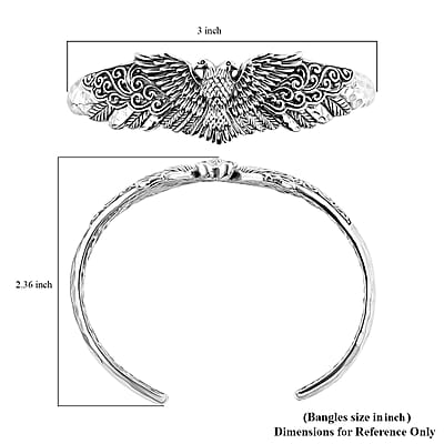 Bali Legacy Sterling Silver Double Head Garuda Cuff Bracelet (7.25 In) 27.90 Grams