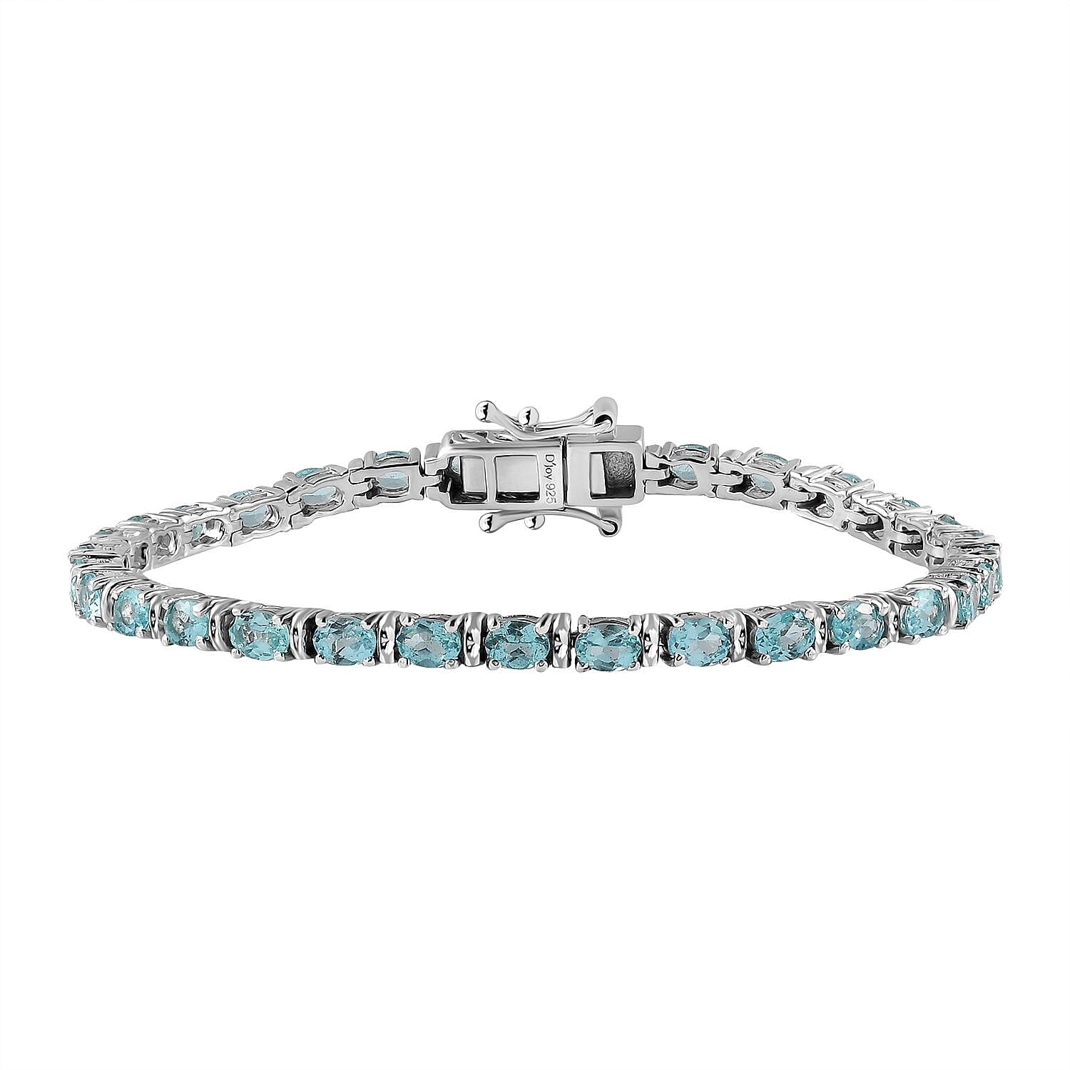 Betroka Blue Apatite Tennis Bracelet in Platinum Over Sterling Silver (6.50 In) 5.75 ctw