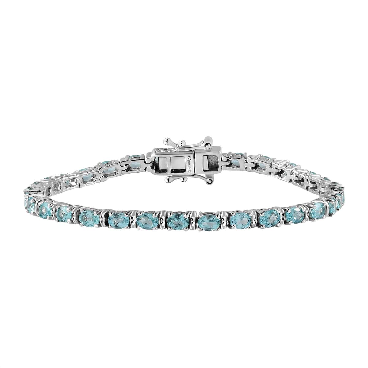 Madagascar Paraiba Apatite Tennis Bracelet in Platinum Over Sterling Silver (6.50 In) 5.75 ctw image number 0