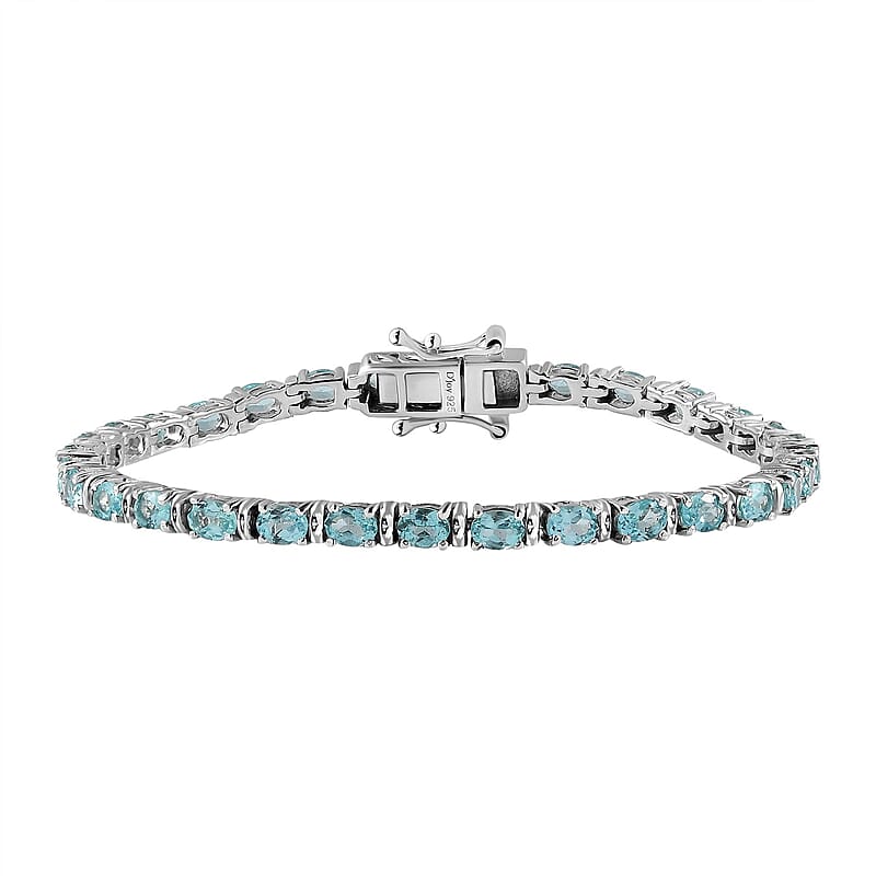 Betroka Blue Apatite Tennis Bracelet in Platinum Over Sterling Silver (6.50 In) 5.75 ctw