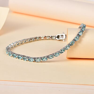 Betroka Blue Apatite Tennis Bracelet in Platinum Over Sterling Silver (6.50 In) 5.75 ctw
